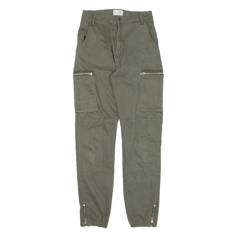 DENIM COLLECTION Cargo Womens Trousers Green Slim Tapered W24 L26 Trousers Chinos Classic