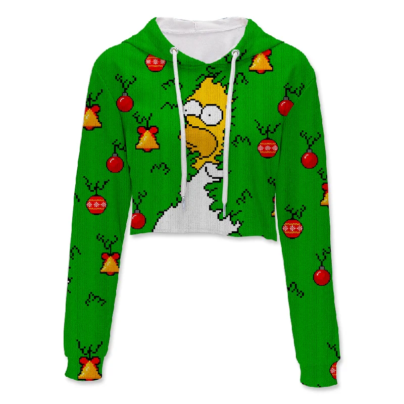 Homer Gone Christmas Crop Hoodie Hoodie with Magnetic Closure Innovative Modern