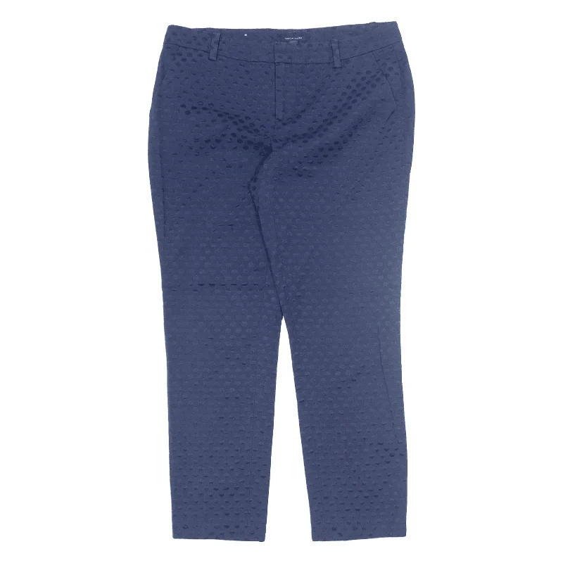 TOMMY HILFIGER Polka Dot Trousers Blue Regular Tapered Womens W32 L28 Trousers Running Lightweight