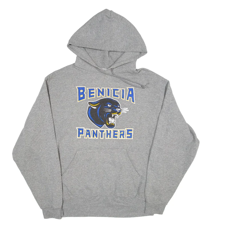 JERZEES Benicia Panthers USA Hoodie Grey Pullover Womens L Sabrina Neck Pullover