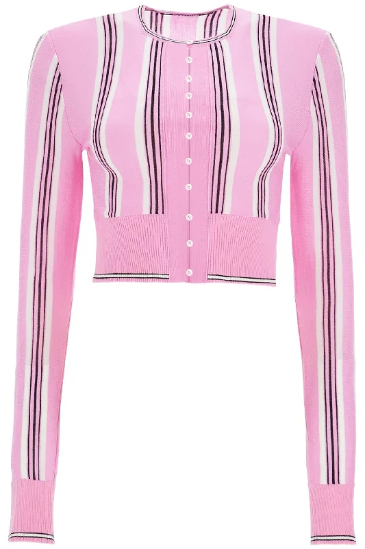 'cropped Beach Cardigan'  - Pink Sequined Glittery Shiny