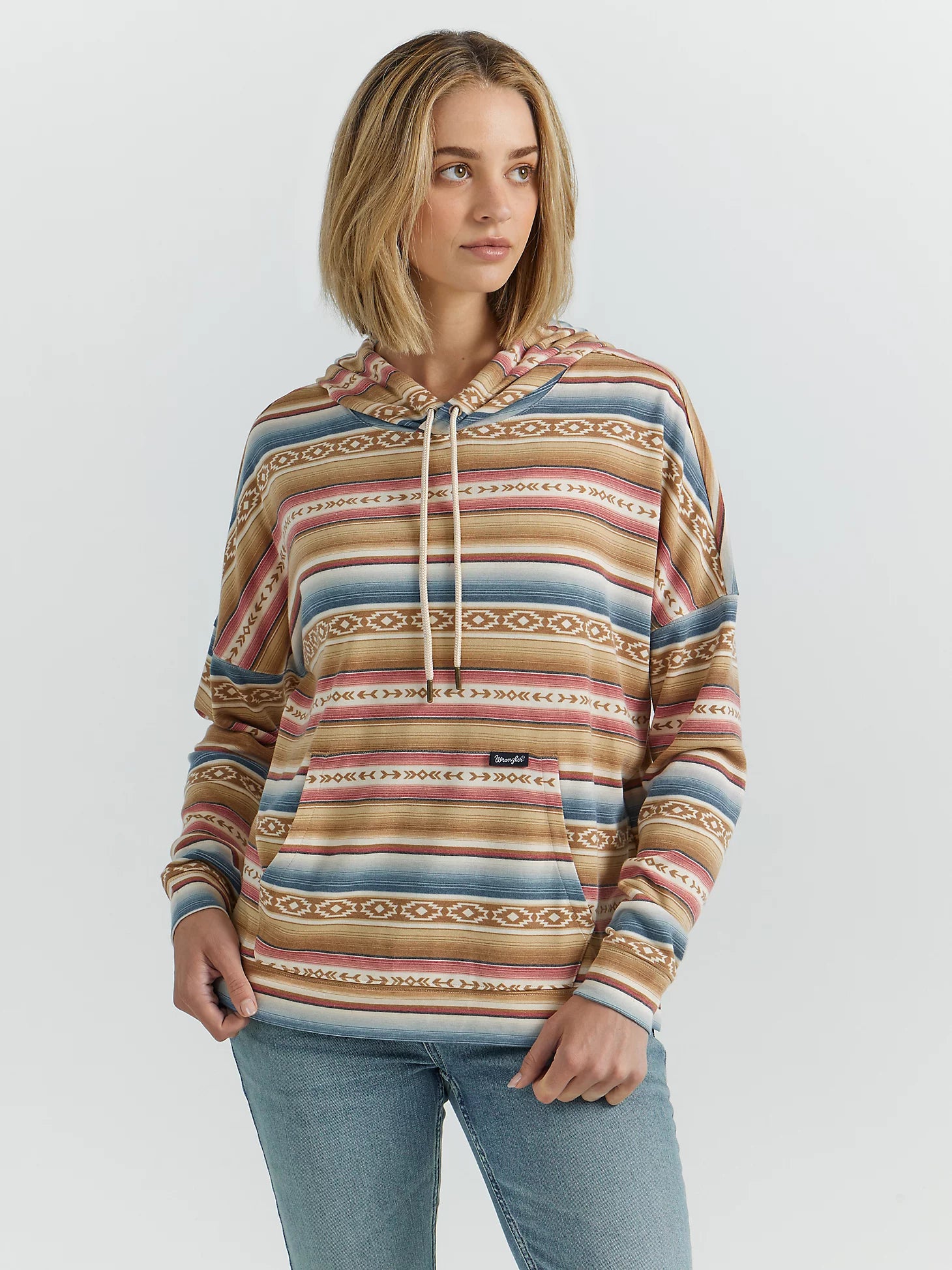 Women's Wrangler Retro Serape Hoodie Hoodie with Oversized Fit Loose Comfortable