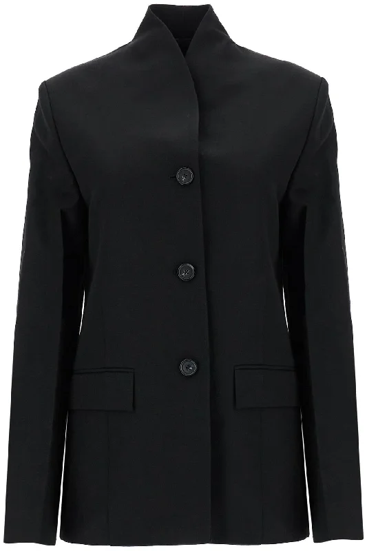black double-breasted jacket in recycled polyester and wool 241 WRZ1063 FB0026 BLACK Belted Jacket Elasticated Jacket Padded Jacket