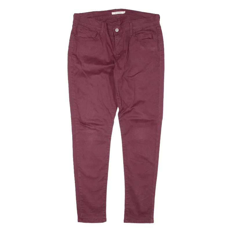 LEVI'S 710 Trousers Maroon Slim Skinny Womens W31 L27 Trousers Low Rise Relaxed