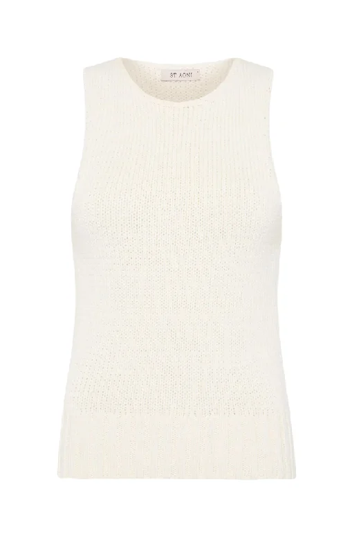 Linen Silk Blend Tank - Salt flexible tank top