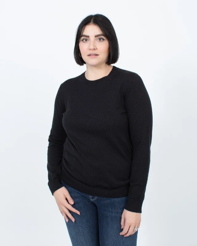 Black Silk Pullover Sweater Thin Wool Pullover