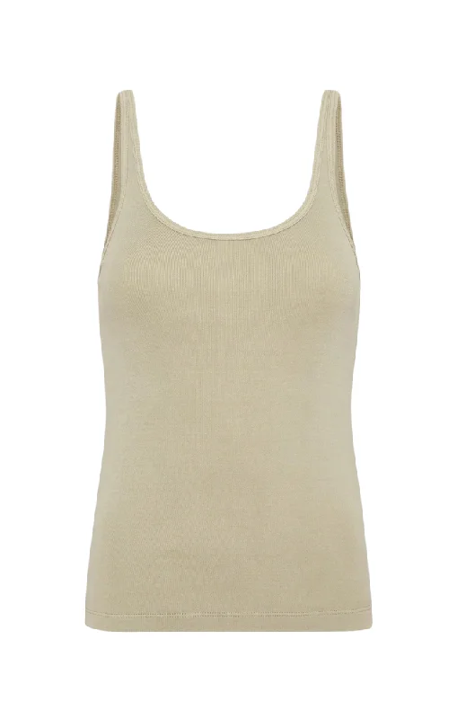 Organic Cotton Slim Scoop Tank - Moss Grey trendy tank top