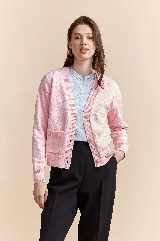 Oversized boucle cotton cardigan Zippered Buttoned Snapped