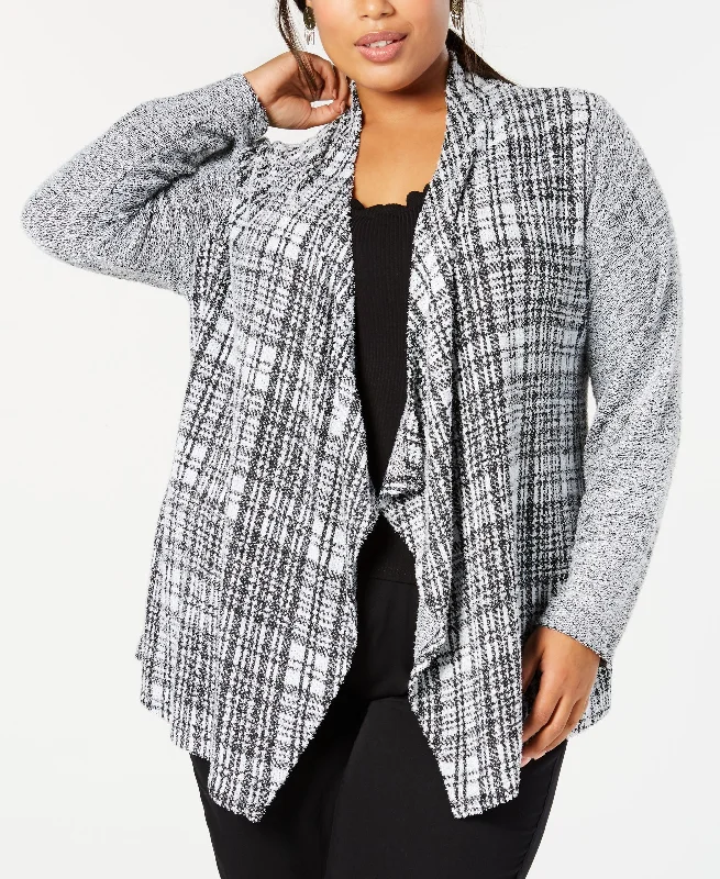 Style & Co Plus Size Plaid Flyaway Cardigan Plaid Cardigan Polka Dot Checkered