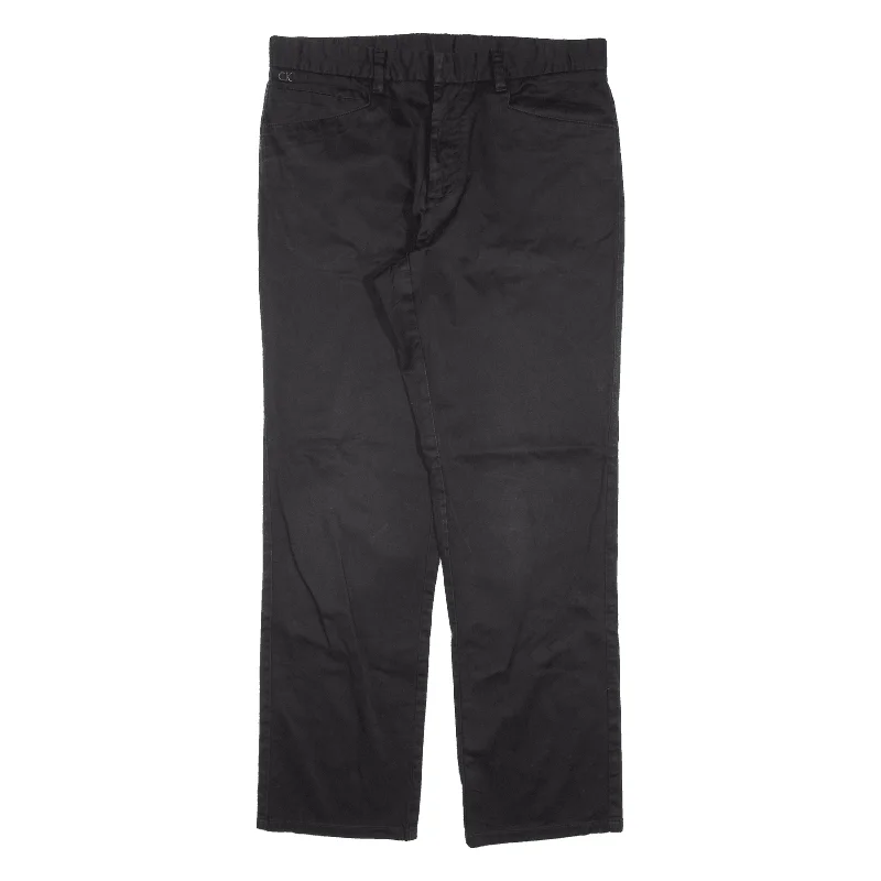 CALVIN KLEIN Chino Trousers Black Regular Straight Womens W32 L30 Trousers Low Rise Relaxed