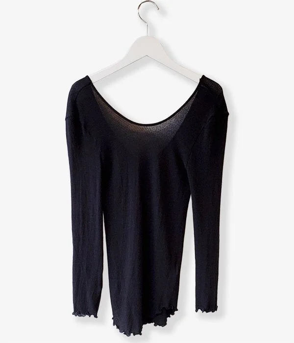 HAKUJI/JQ L/S PULLOVER(BLACK) One Shoulder Top