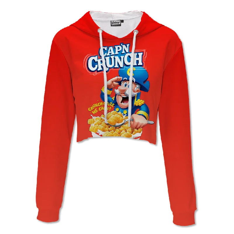 Cap'n Crunch Crop Hoodie Hoodie with Back Slit Movement Comfort