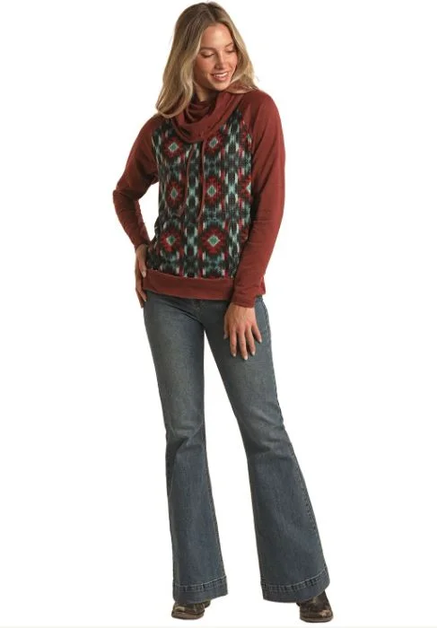 Women's Panhandle Red Cowl Neck Hoodie Hoodie with Relaxed Fit Easy Casual