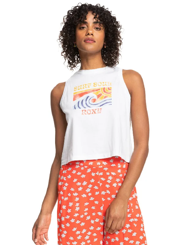 Moonlight Serenade Cropped Tank Top - Bright White vibrant tank top