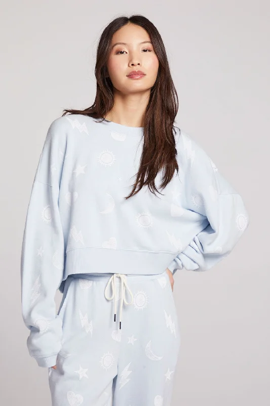 Allover Dream Sky Pullover Honey Neck Pullover