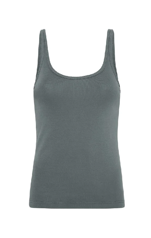 Organic Cotton Slim Scoop Tank - Balsam Green stylish tank top