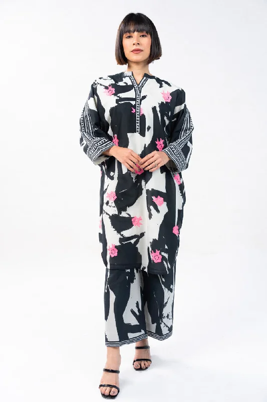 2 Pc Embroidered Poly Viscose Suit With Poly Viscose Trouser Trousers Favorite Customer