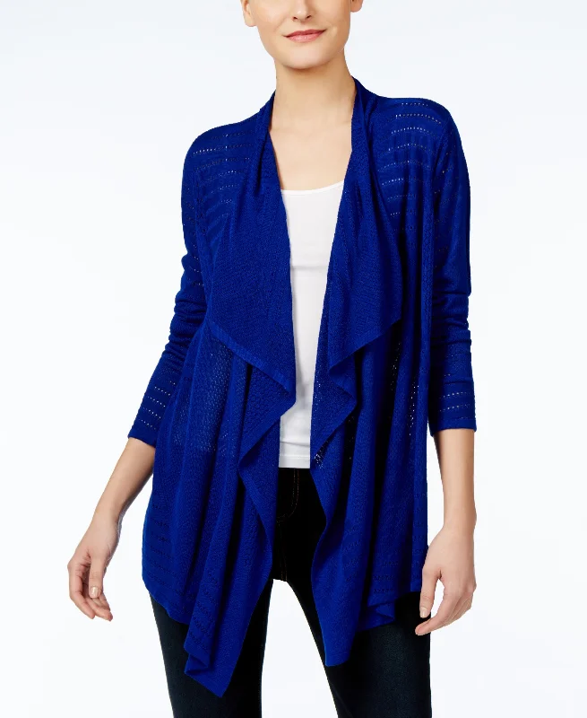 Petite Pointelle Draped Cardigan Welt Pockets Slit Pockets Flap Pockets