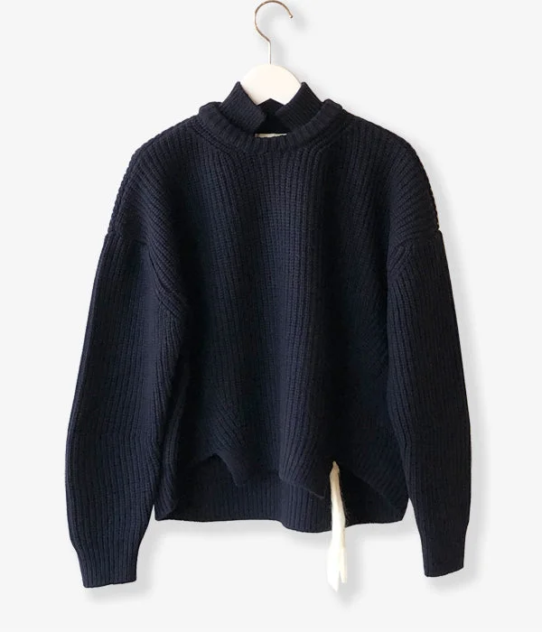 TAN/KARESANSUI WOOLEN PULLOVER(DARK NAVY) Leg Sleeve Comfort