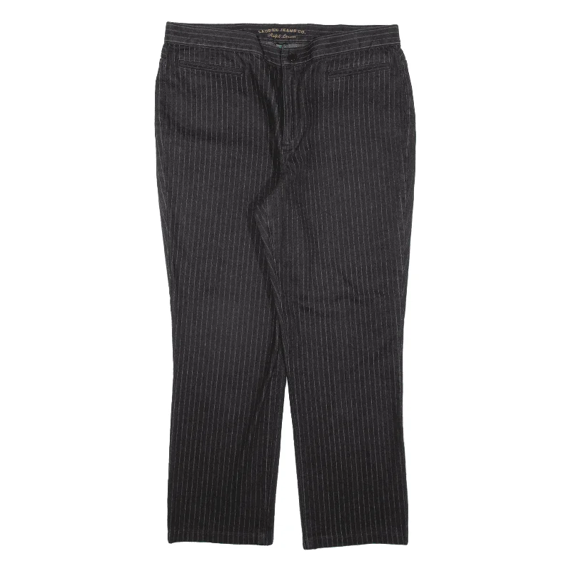 LAUREN RALPH LAUREN PinStripe Denim Trousers Black Regular Straight Womens W36 L27 Trousers Denim Blue