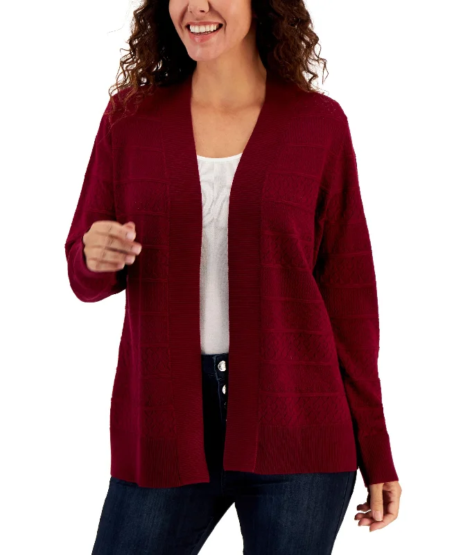 Women's Pointelle Stitch Cardigan Elegant Classic Vintage