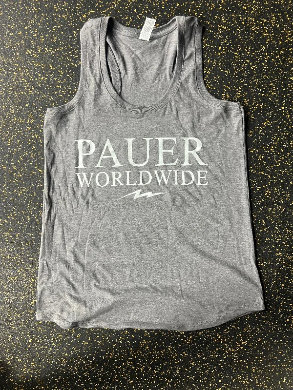 Womens Pauer Worldwide Grey Tank open back tank