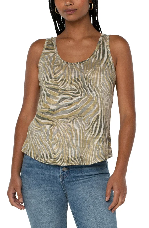 Liverpool Scoop Neck Slub Knit Tank (Abstract Tiger) seamless tank top