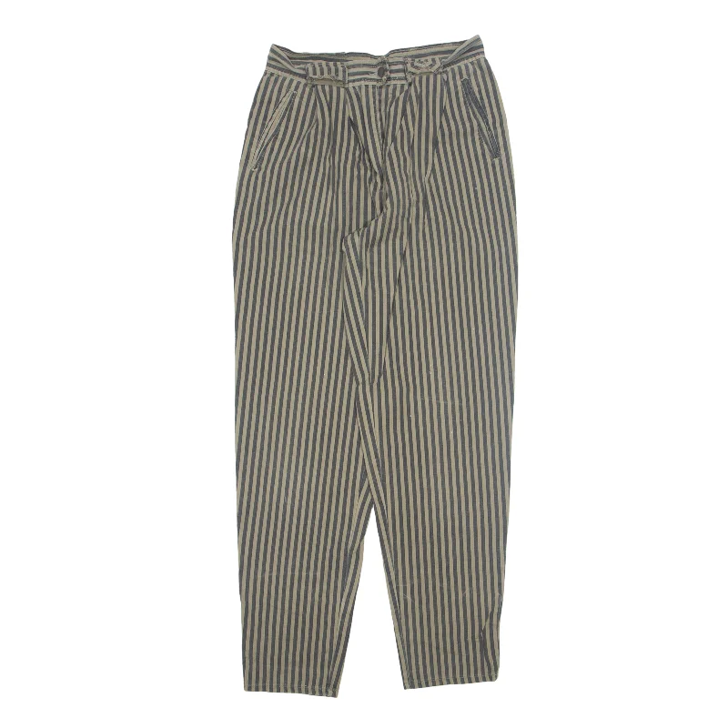 Striped Trousers Grey Relaxed Tapered Womens W28 L32 Trousers Office Stylish