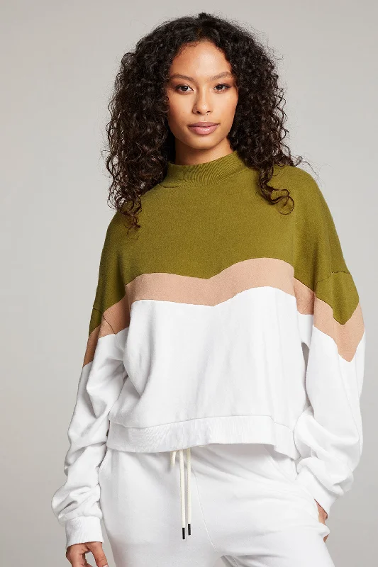 Liz Sand Color Block Pullover Oblong Neck Pullover