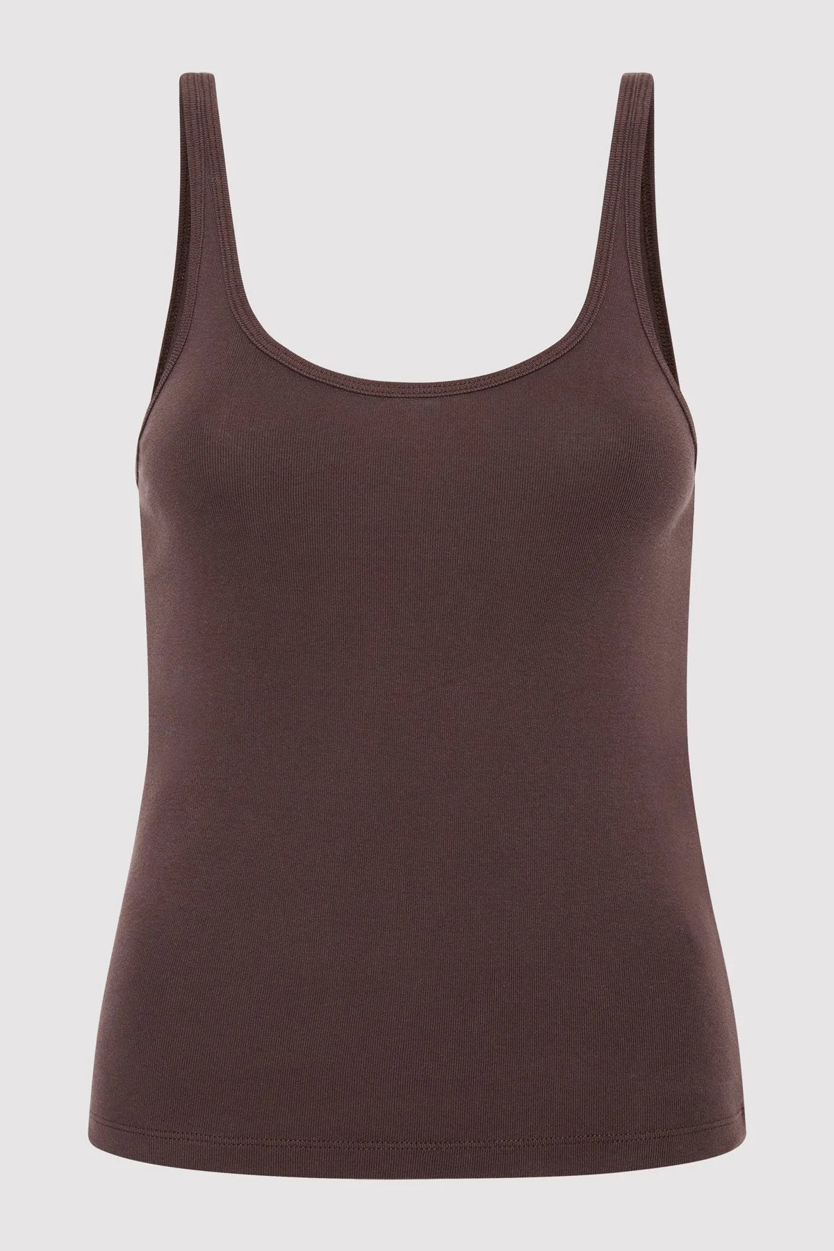 Organic Cotton Slim Scoop Tank - Raisin cozy tank top