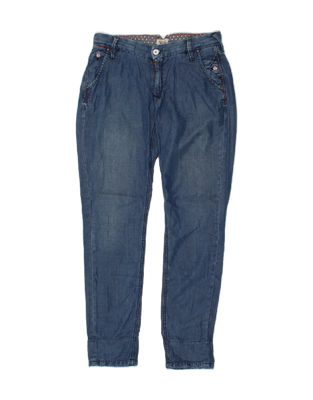 TOMMY HILFIGER Womens Slim Chino Trousers W27 L30 Blue Polka Dot Lyocell Trousers Gym Athletic