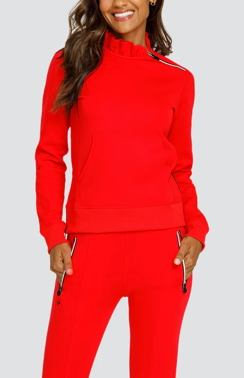 Tail Activewear  CONDOLEEZA PULLOVER -Dahlia Red Crew Neck Wool