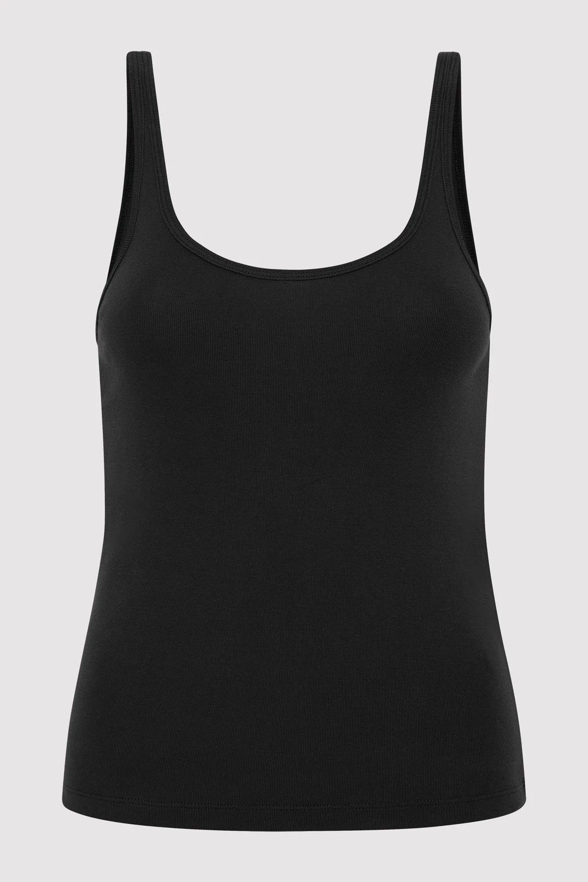 Organic Cotton Slim Scoop Tank - Jet Black yoga tank top