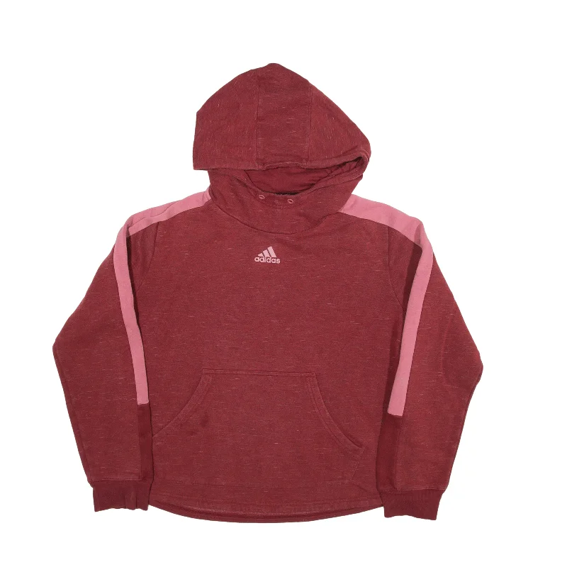 ADIDAS Hoodie Red Pullover Womens L High Neck Pullover