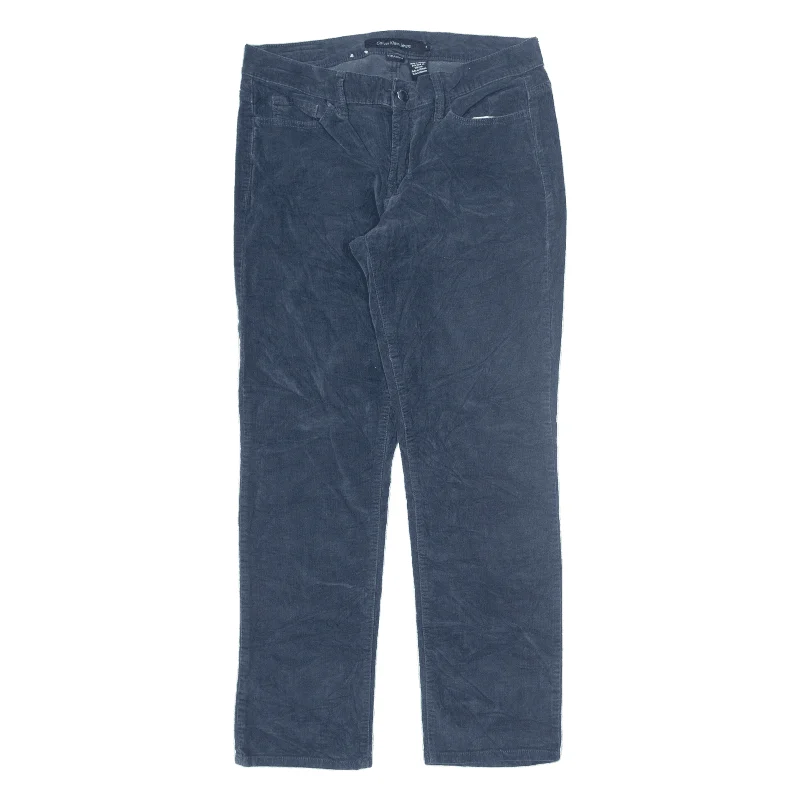 CALVIN KLEIN Corduroy Trousers Blue Slim Straight Womens W28 L28 Trousers Bestseller Popular