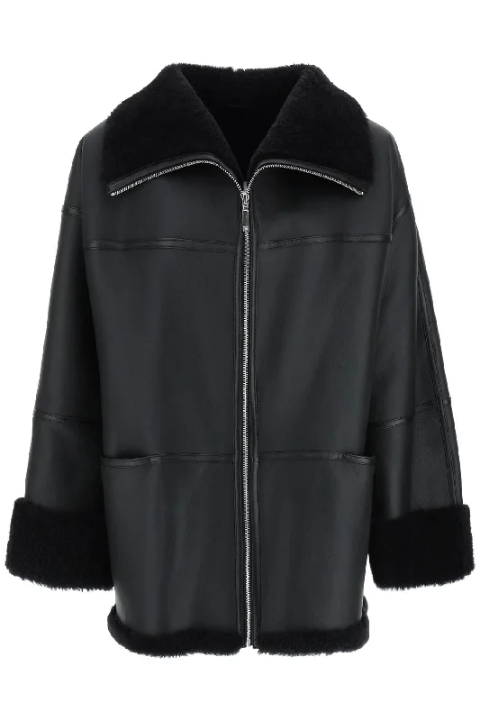 shearling jacket 214 122 606 BLACK Insulated Jacket Fitted Jacket Loose Jacket