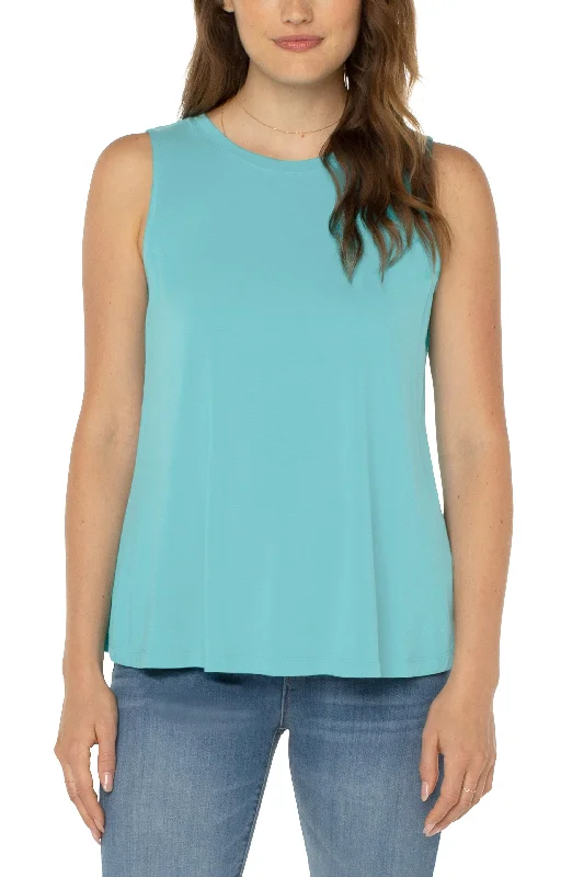 Liverpool Sleeveless Scoop Neck Tank (Turquoise Tide) cherry red tank