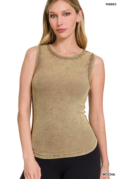 Washed Mocha Tank Top seamless tank top