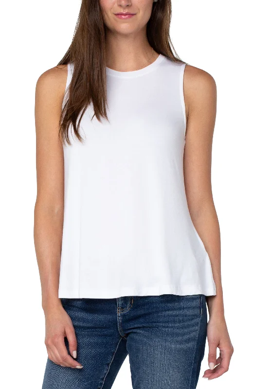 Liverpool Sleeveless Scoop Neck Tank (White) lemon yellow tank