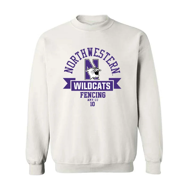Northwestern - NCAA Women's Fencing : Amy Lu - Classic Fashion Shersey Crewneck Sweatshirt Hoodie with Ribbed Hem Stretchable Secure