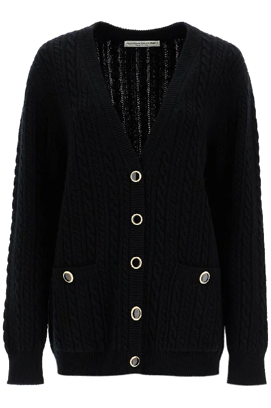 Oversized Wool Cardigan  - Black Fitted Loose Oversized