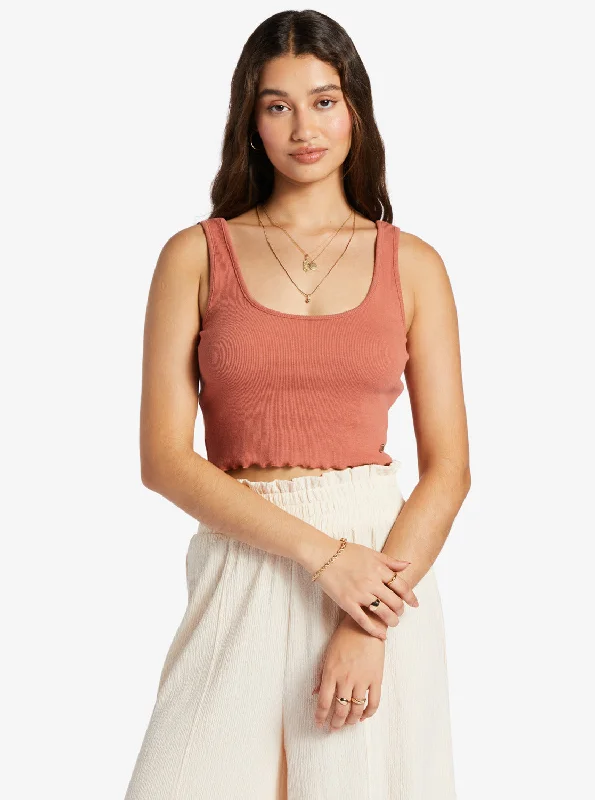 Keep It Wavy Tank Top - Redwood Burl flirty tank top