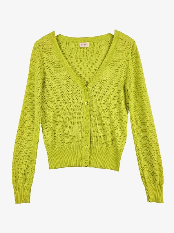 Gorman Tennis Yellow Knit Mesh Cardigan Size 12 Layered Multi-layer Single Layer