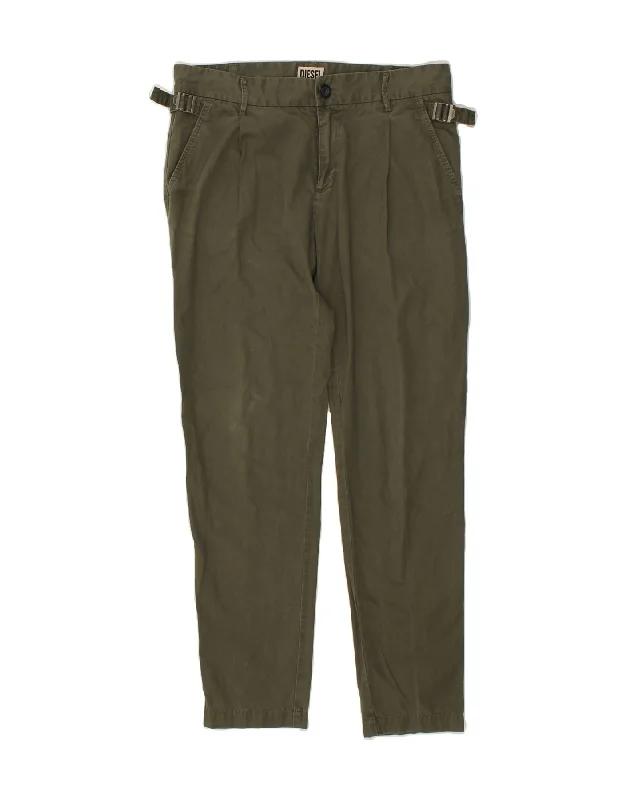 DIESEL Womens Slim Chino Trousers W28 L29  Khaki Cotton Trousers Handmade Artisanal