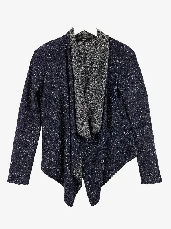 Saba Navy Speckled Cropped Waterfall Cardigan Size S Lace Blend Ribbed Blend Corduroy Blend