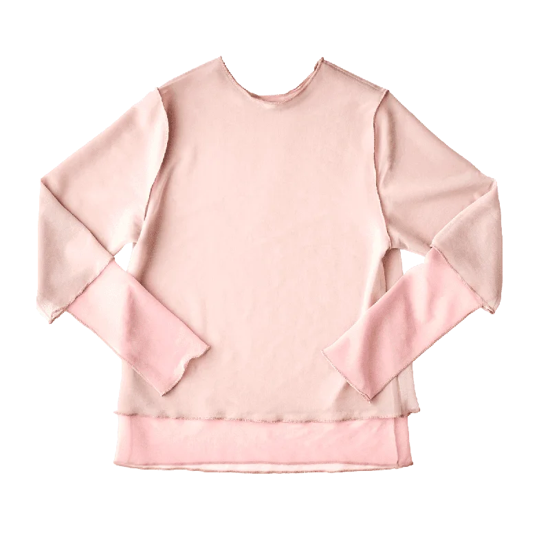 Crew Neck Pullover / Pink × Darkbeige Boyleg Sleeve Pullover