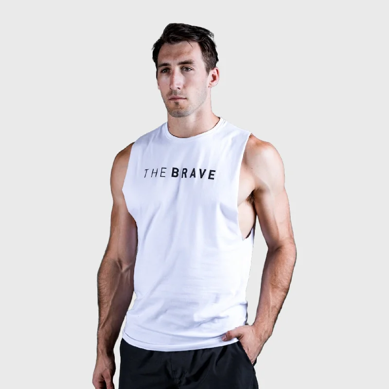 THE BRAVE - SIGNATURE TANK 2.0 - WHITE vintage tank top