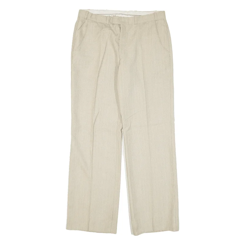 DEL FANTO Womens Trousers Beige Loose Straight Wool W32 L30 Trousers Recommended Stylist