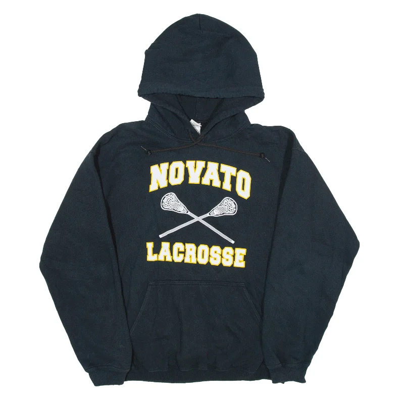 GILDAN Novato Lacrosse USA Hoodie Black Pullover Womens M Cashmere Luxurious Pullover