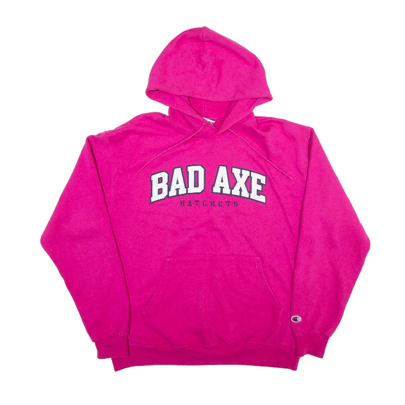 CHAMPION Bad Axe Hatchets USA Hoodie Pink Pullover Womens L Gathered Sleeve Pullover